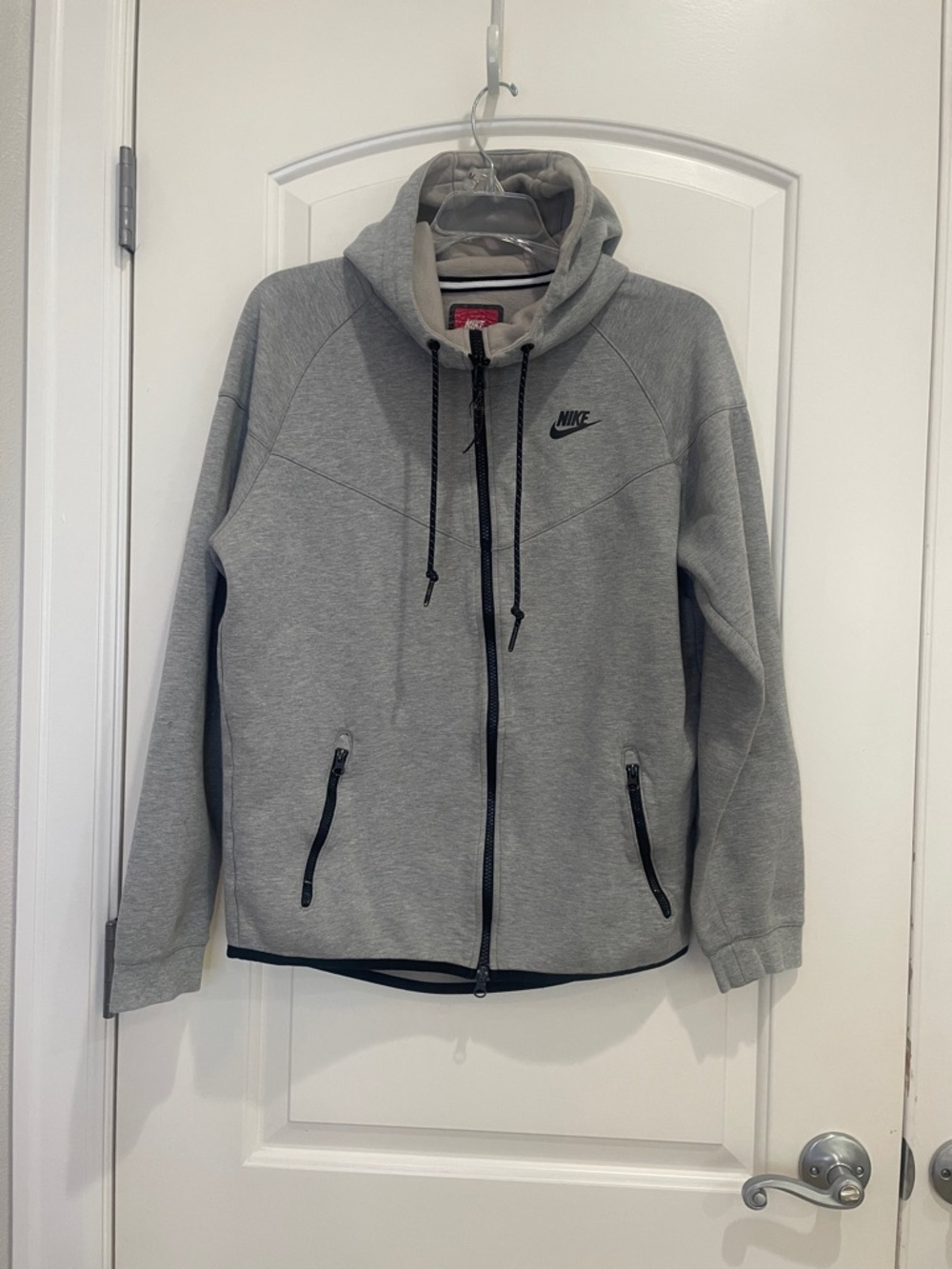 Nike Gray Zip-Up Hooded Jacket with Black Accents